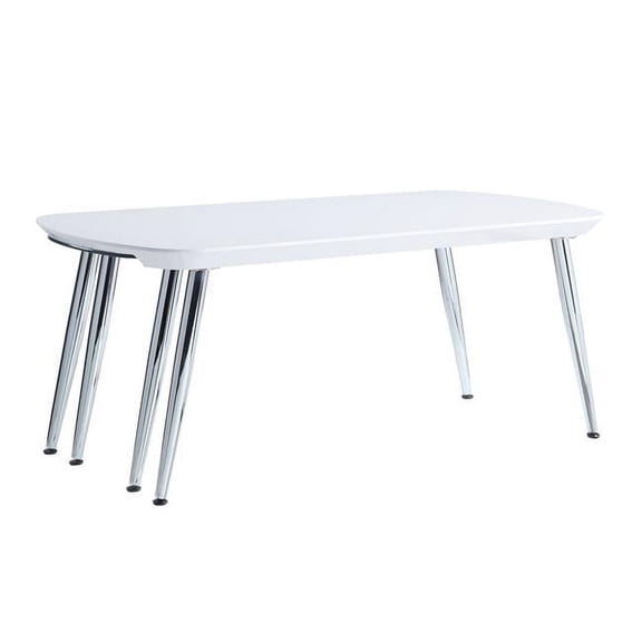 18 x 28 x 24 in. Chrome & White Glass Manufactured Wood & Metal Free Form Coffee Table