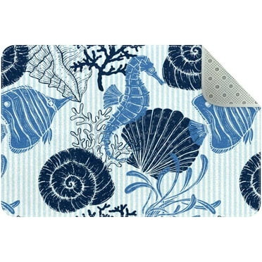 SAFAVIEH Courtyard Trena Fish Print Indoor/Outdoor Area Rug, 8' x 10 ...