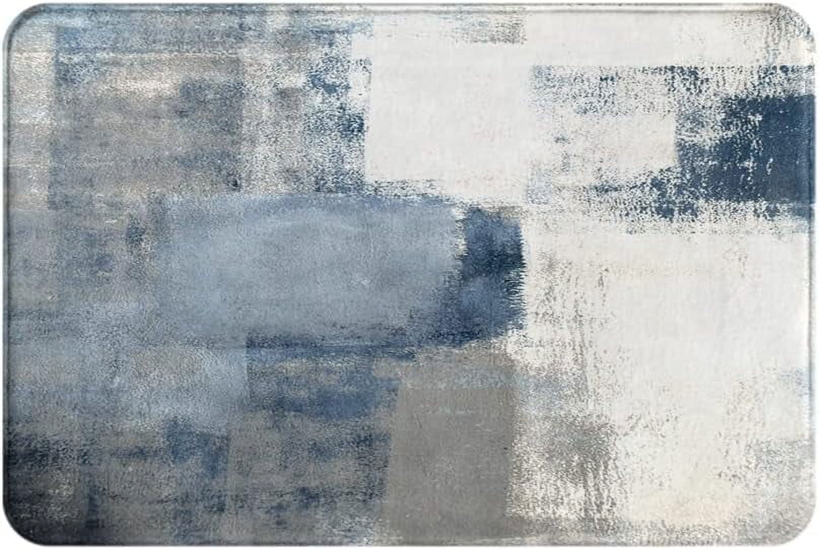 18 x 30 Inch Bathroom Decor Bath Mat Blue and Grey Abstract Art ...