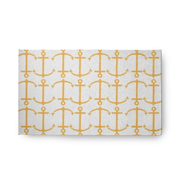 18" x 30" Simply Daisy Anchor Pattern Beach Style Chenille Area Rug, Egg Yolk Yellow