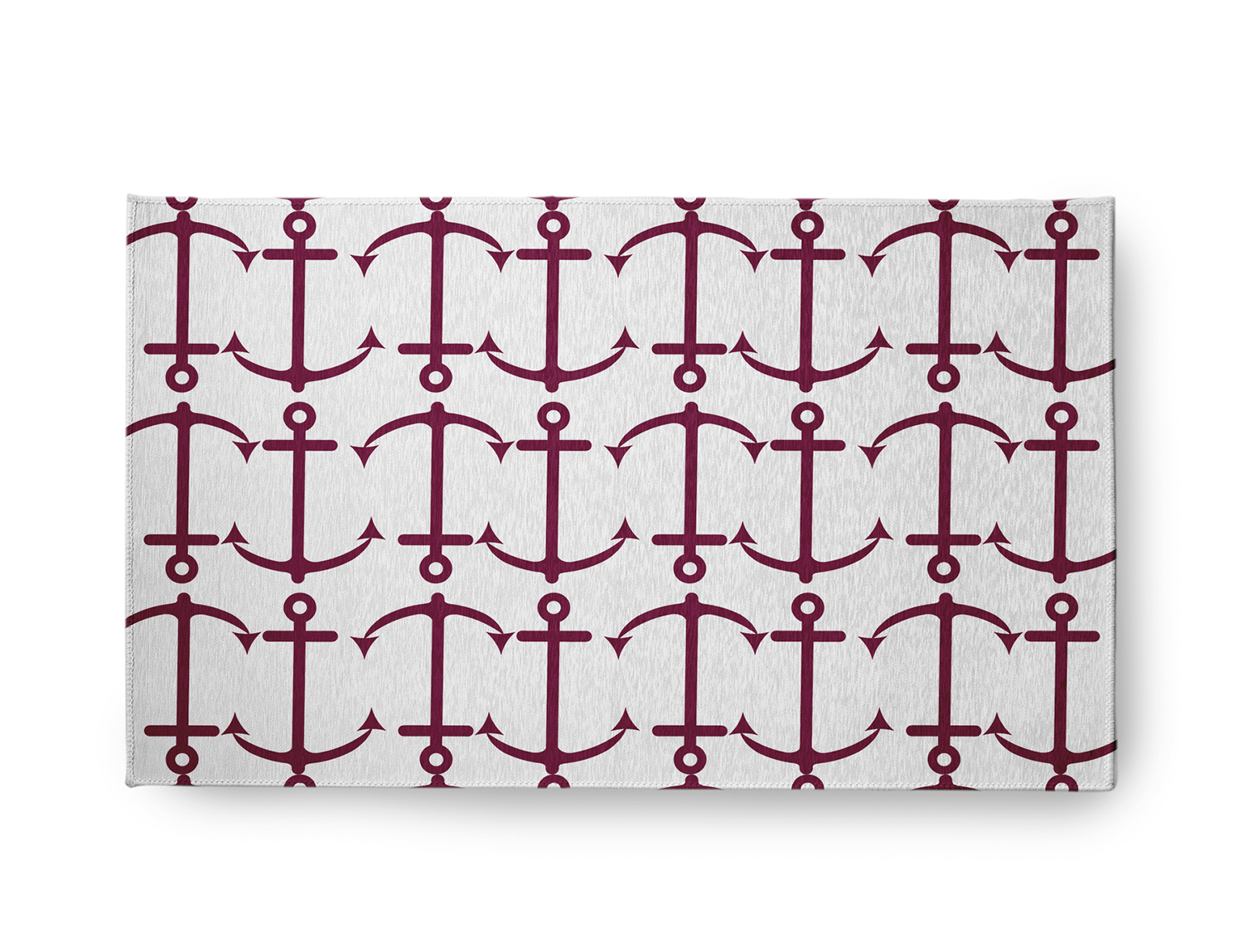 18" x 30" Simply Daisy Anchor Pattern Beach Style Chenille Area Rug, Maroon Red