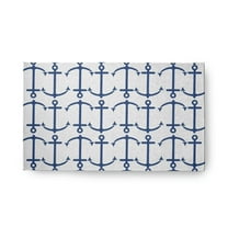 18" x 30" Simply Daisy Anchor Pattern Beach Style Chenille Area Rug, Nautical Navy