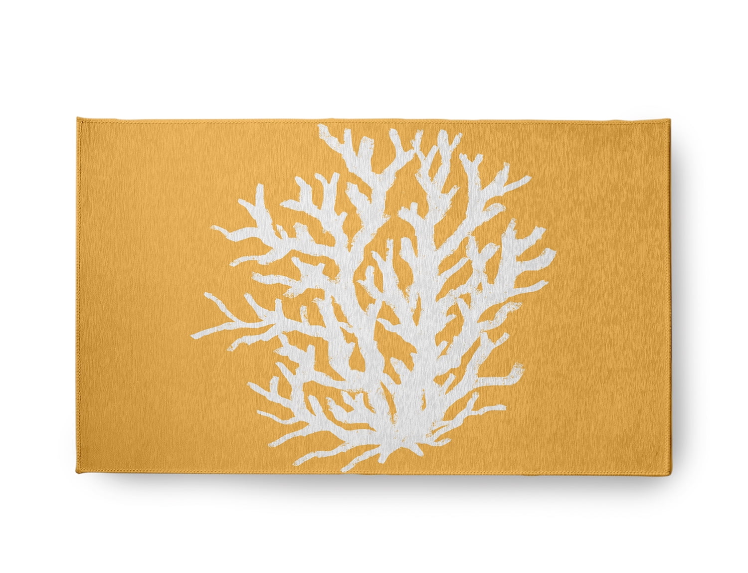18" x 30" Simply Daisy Big Seaweed Beach Style Chenille Area Rug, Egg Yolk Yellow