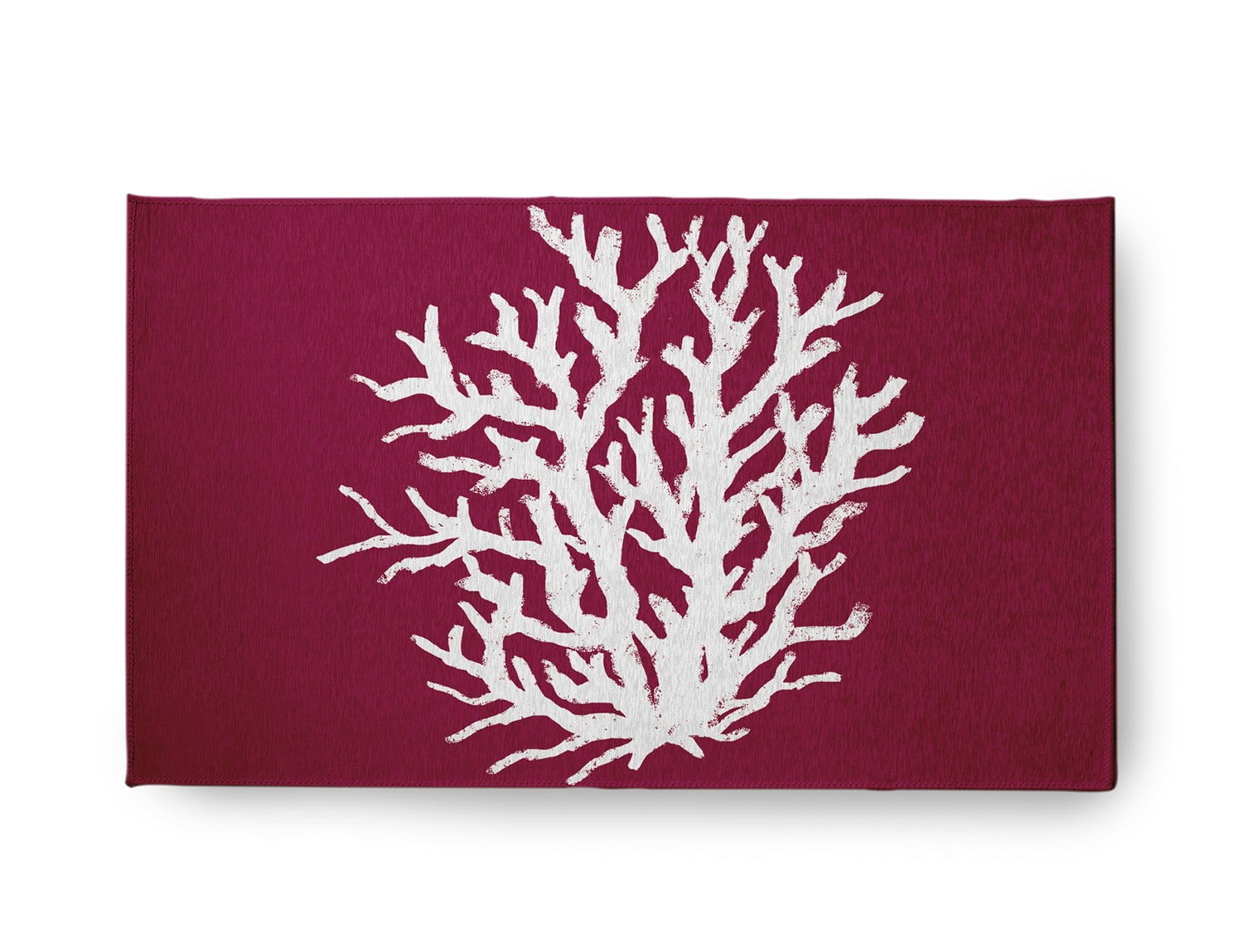 18" x 30" Simply Daisy Big Seaweed Beach Style Chenille Area Rug, Maroon Red