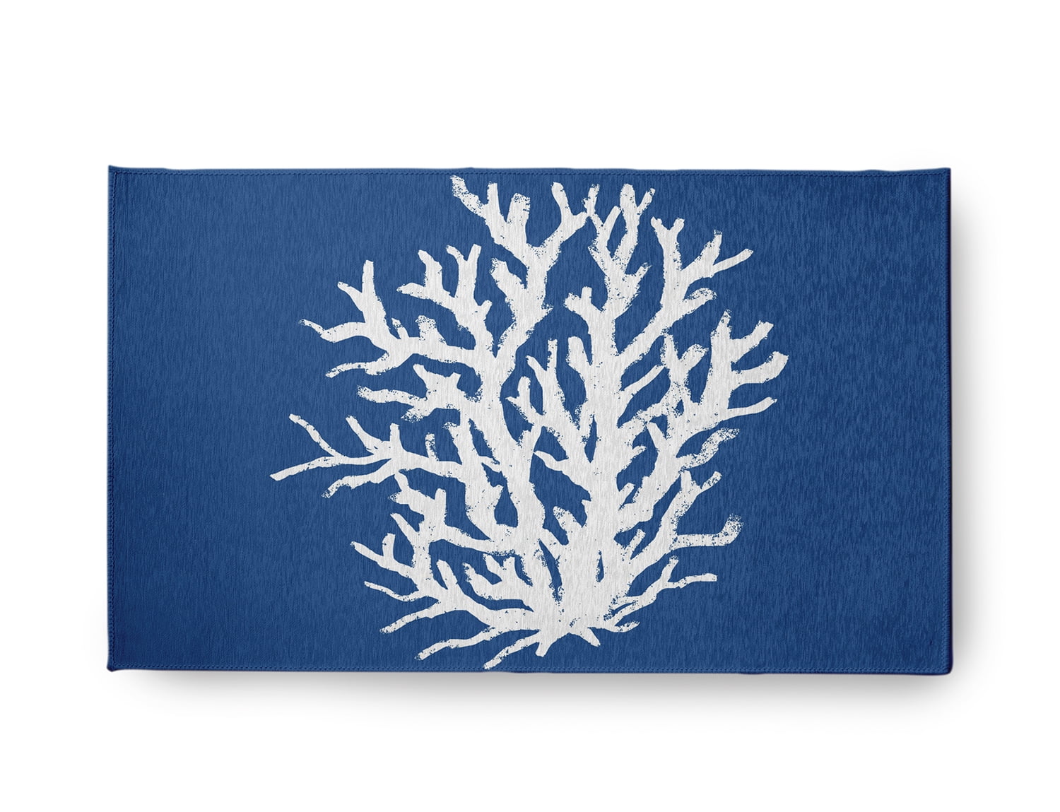 18" x 30" Simply Daisy Big Seaweed Beach Style Chenille Area Rug, Nautical Navy