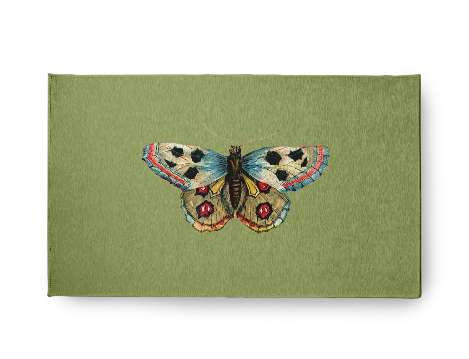 18" x 30" Simply Daisy Brushfoot Butterfly Novelty Chenille Area Rug, Apple Green