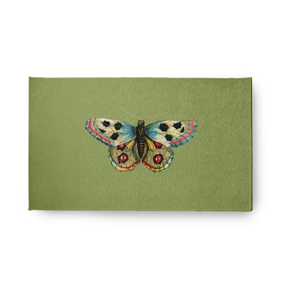 18" x 30" Simply Daisy Brushfoot Butterfly Novelty Chenille Area Rug, Apple Green