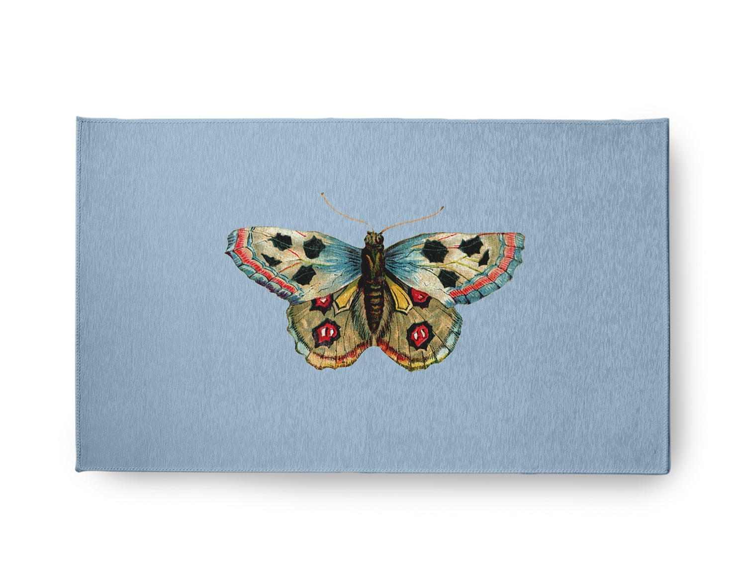 18" x 30" Simply Daisy Brushfoot Butterfly Novelty Chenille Area Rug, Lighter than Air Blue