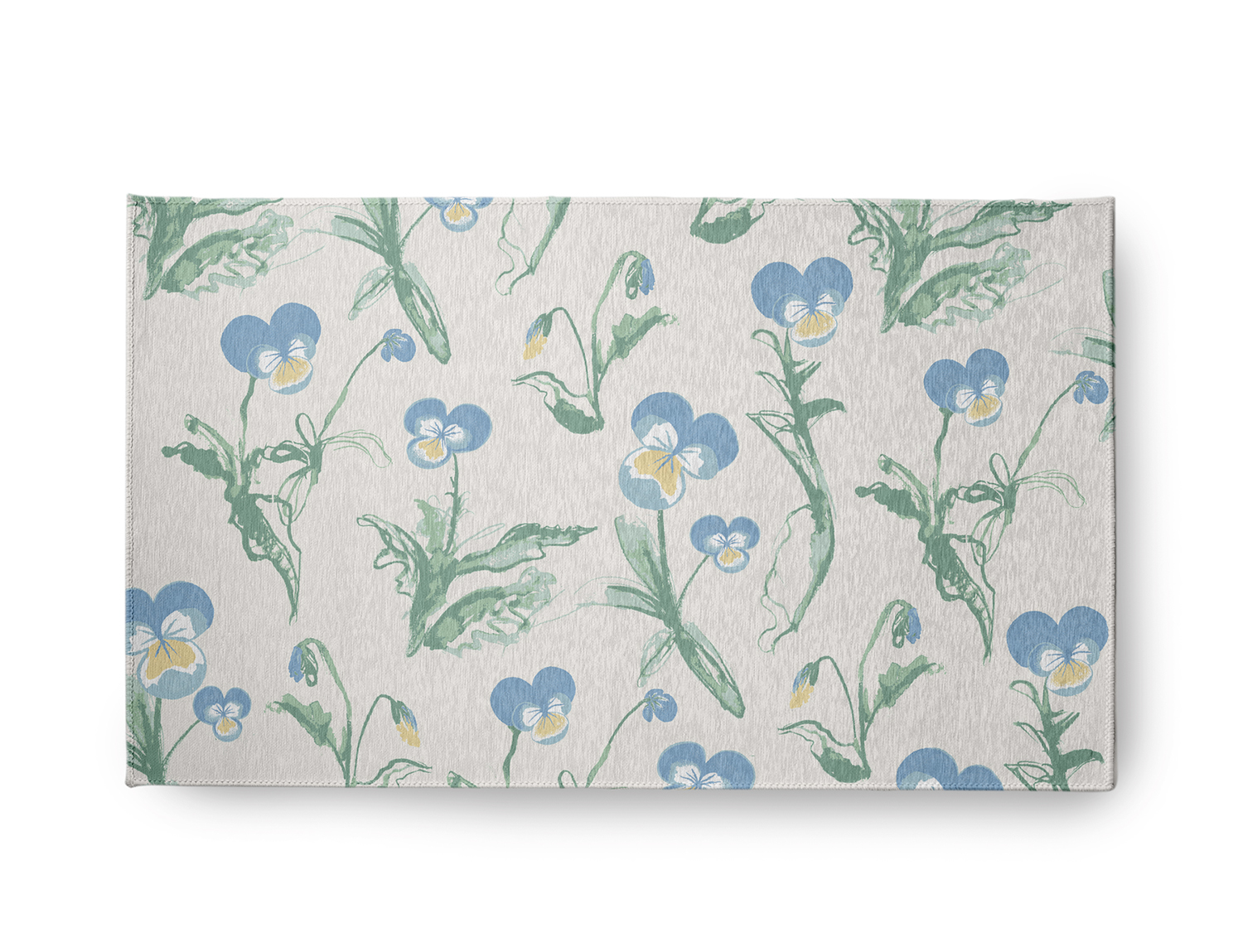 18" x 30" Simply Daisy Bunch of Pansies Casual Chenille Area Rug, Blue