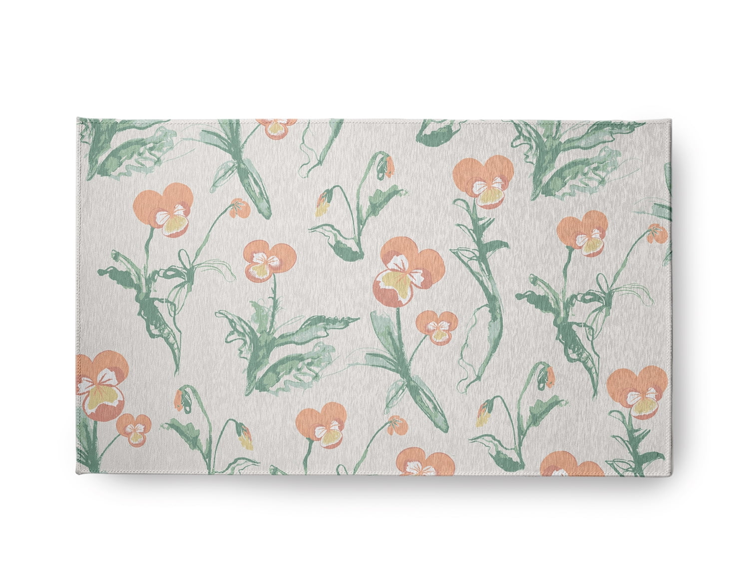 18" x 30" Simply Daisy Bunch of Pansies Casual Chenille Area Rug, Orange
