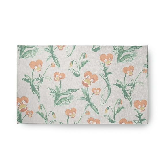 18" x 30" Simply Daisy Bunch of Pansies Casual Chenille Area Rug, Orange