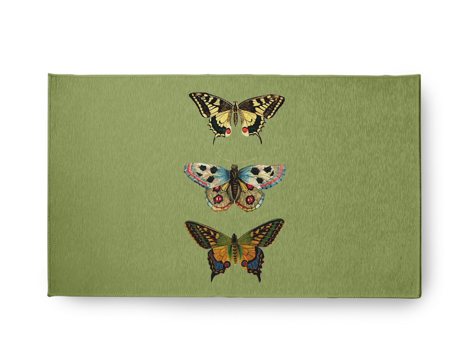 18" x 30" Simply Daisy Butterflies Novelty Chenille Area Rug, Apple Green
