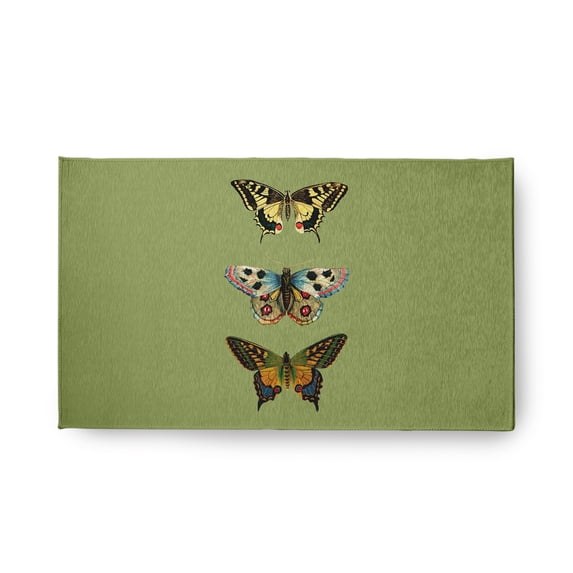18" x 30" Simply Daisy Butterflies Novelty Chenille Area Rug, Apple Green