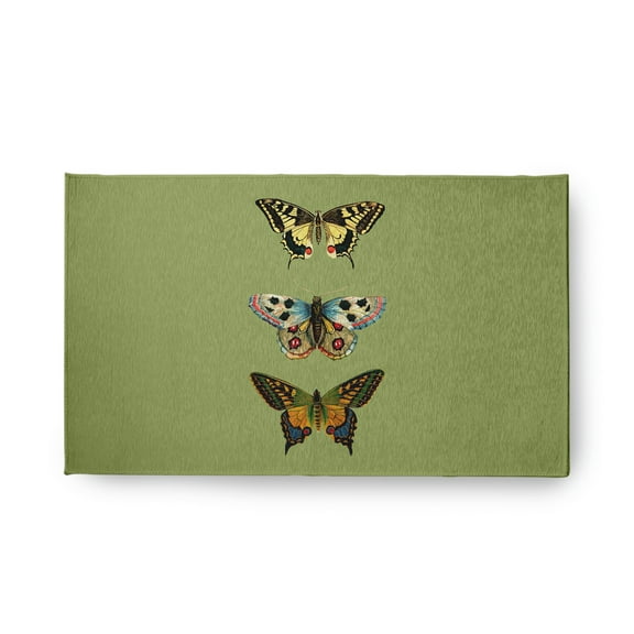 18" x 30" Simply Daisy Butterflies Novelty Chenille Area Rug, Apple Green