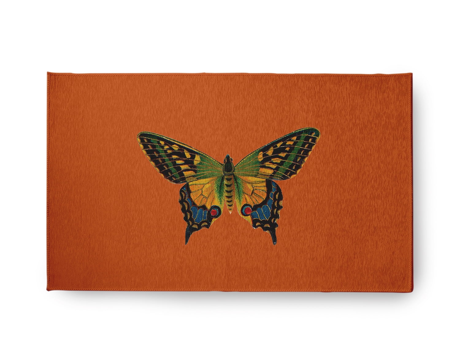 18" x 30" Simply Daisy Colorful Butterfly Swallowtail Novelty Chenille Area Rug, Perfect Orange