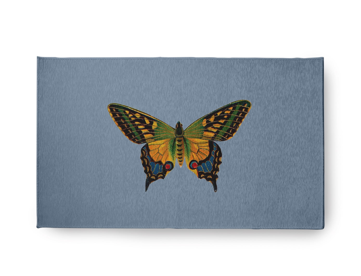 18" x 30" Simply Daisy Colorful Swallowtail Butterfly Novelty Chenille Area Rug, Dusty Smoke Blue