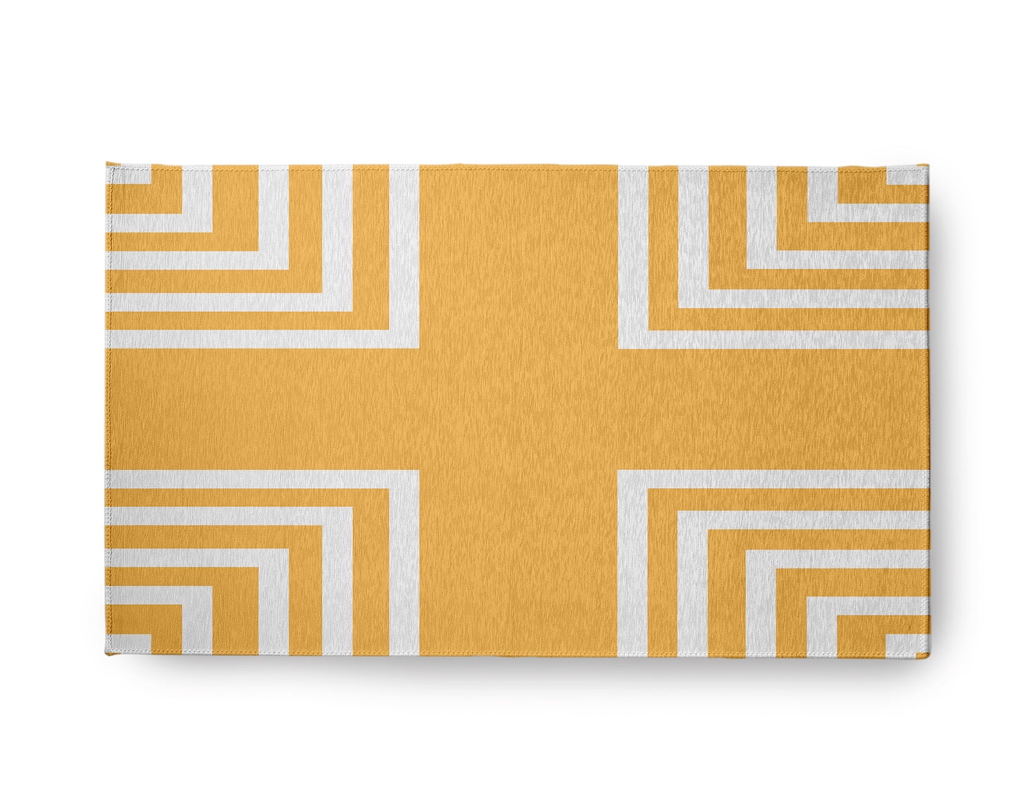 18" x 30" Simply Daisy Corner Stripes Modern & Contemporary Chenille Area Rug, Egg Yolk Yellow