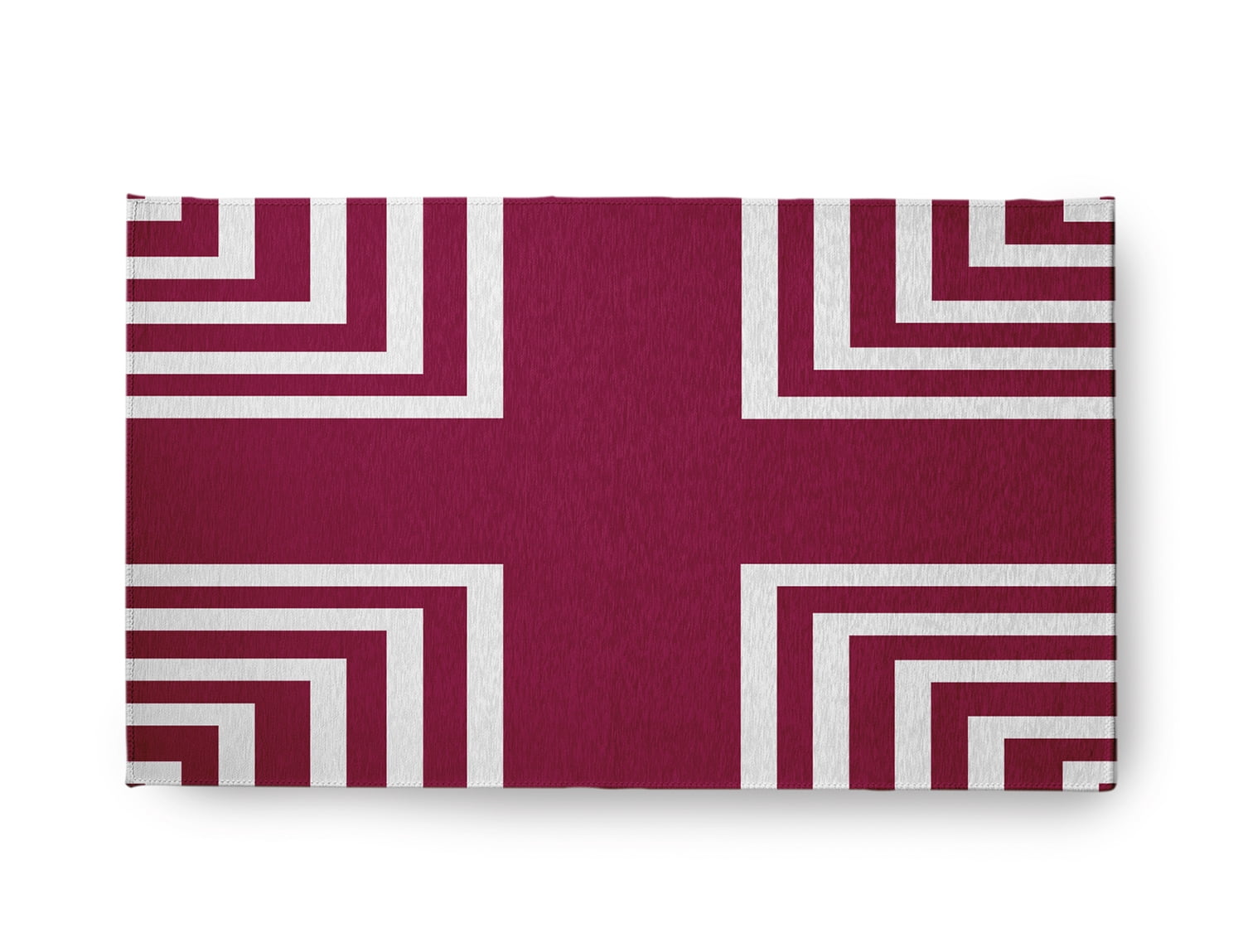 18" x 30" Simply Daisy Corner Stripes Modern & Contemporary Chenille Area Rug, Maroon Red