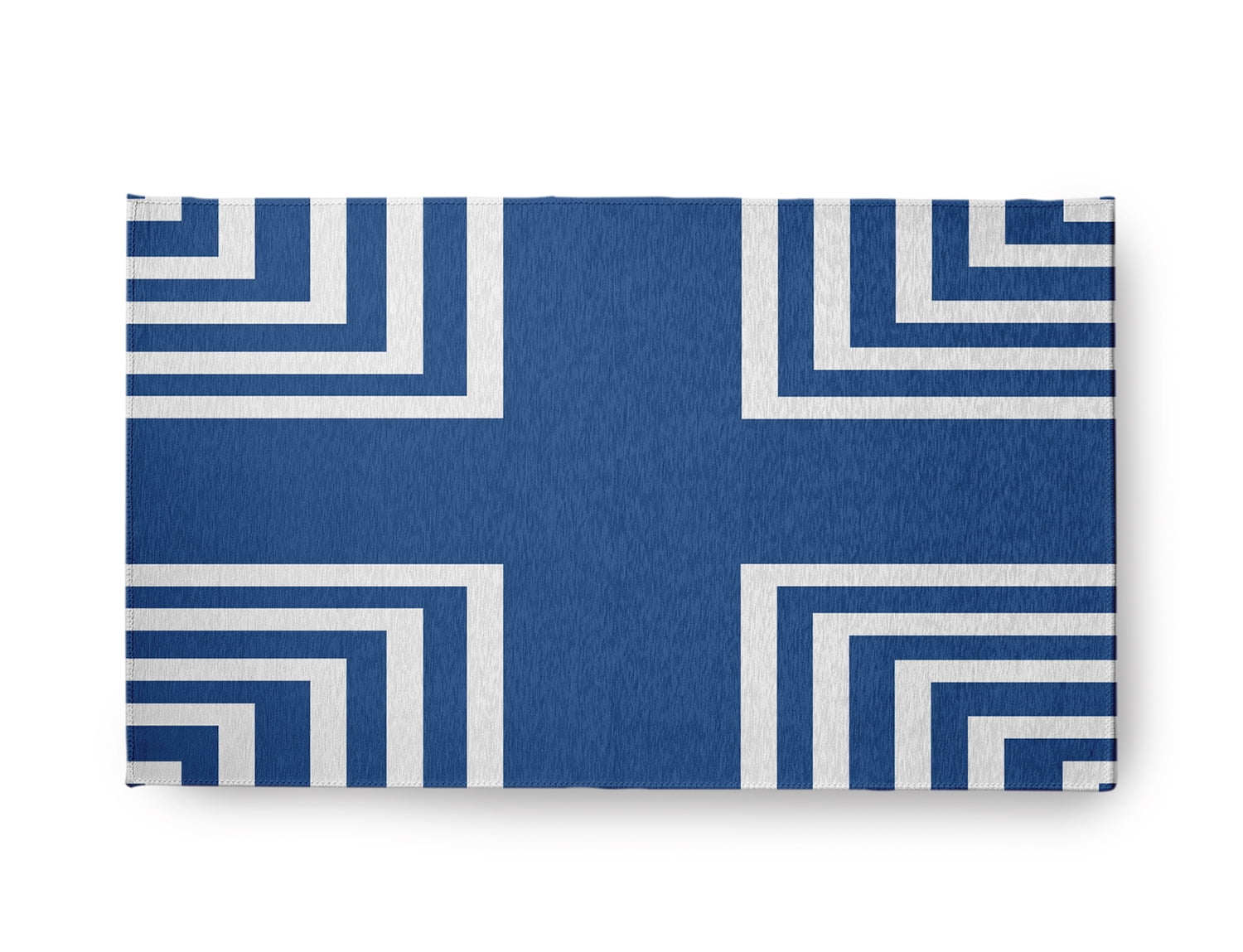 18" x 30" Simply Daisy Corner Stripes Modern & Contemporary Chenille Area Rug, Nautical Navy