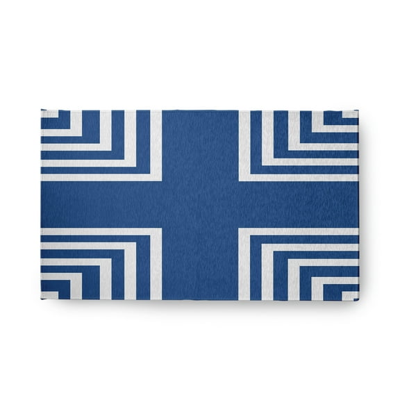 18" x 30" Simply Daisy Corner Stripes Modern & Contemporary Chenille Area Rug, Nautical Navy