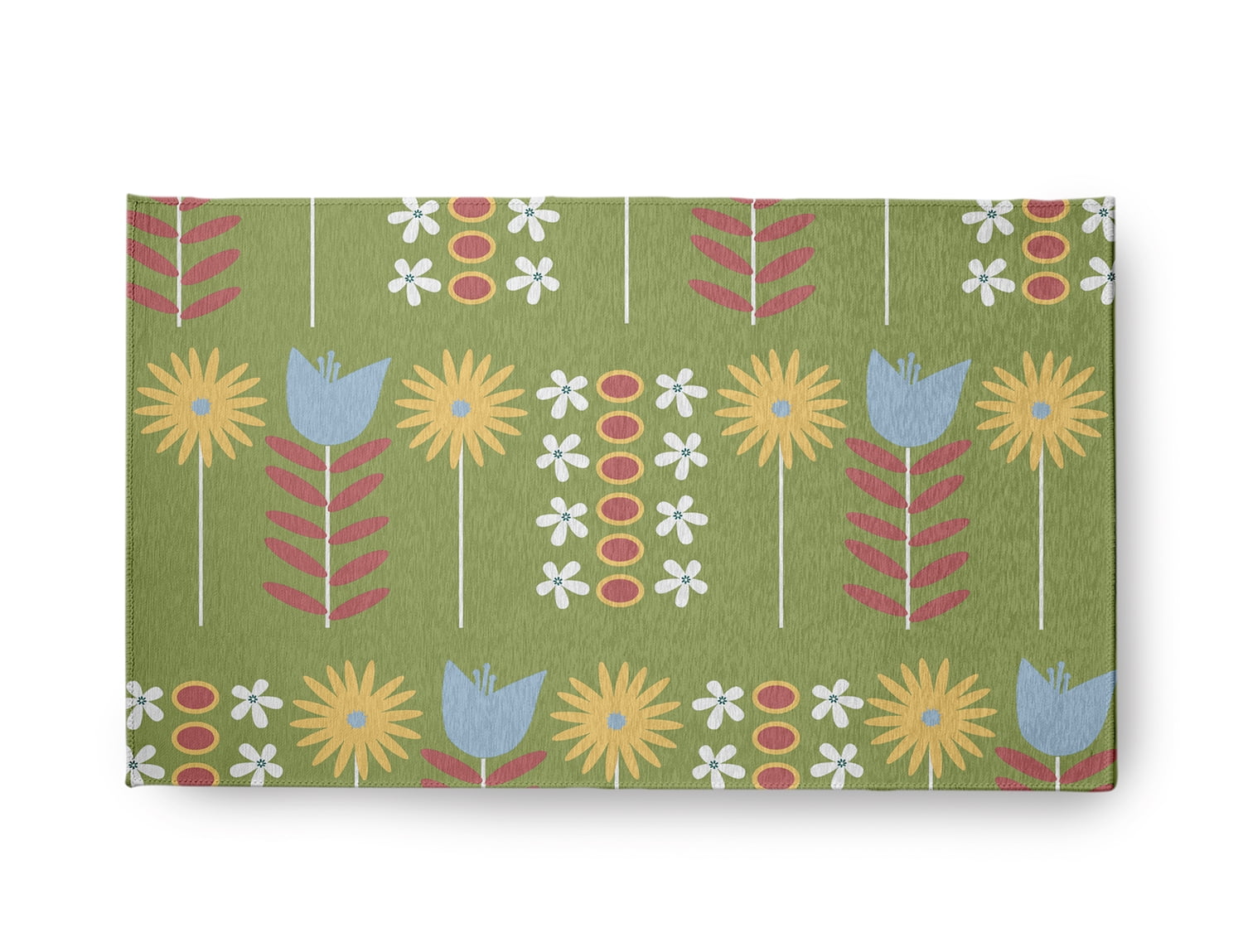 18" x 30" Simply Daisy Daisy May's Garden Scandinavian Chenille Area Rug, Apple Green