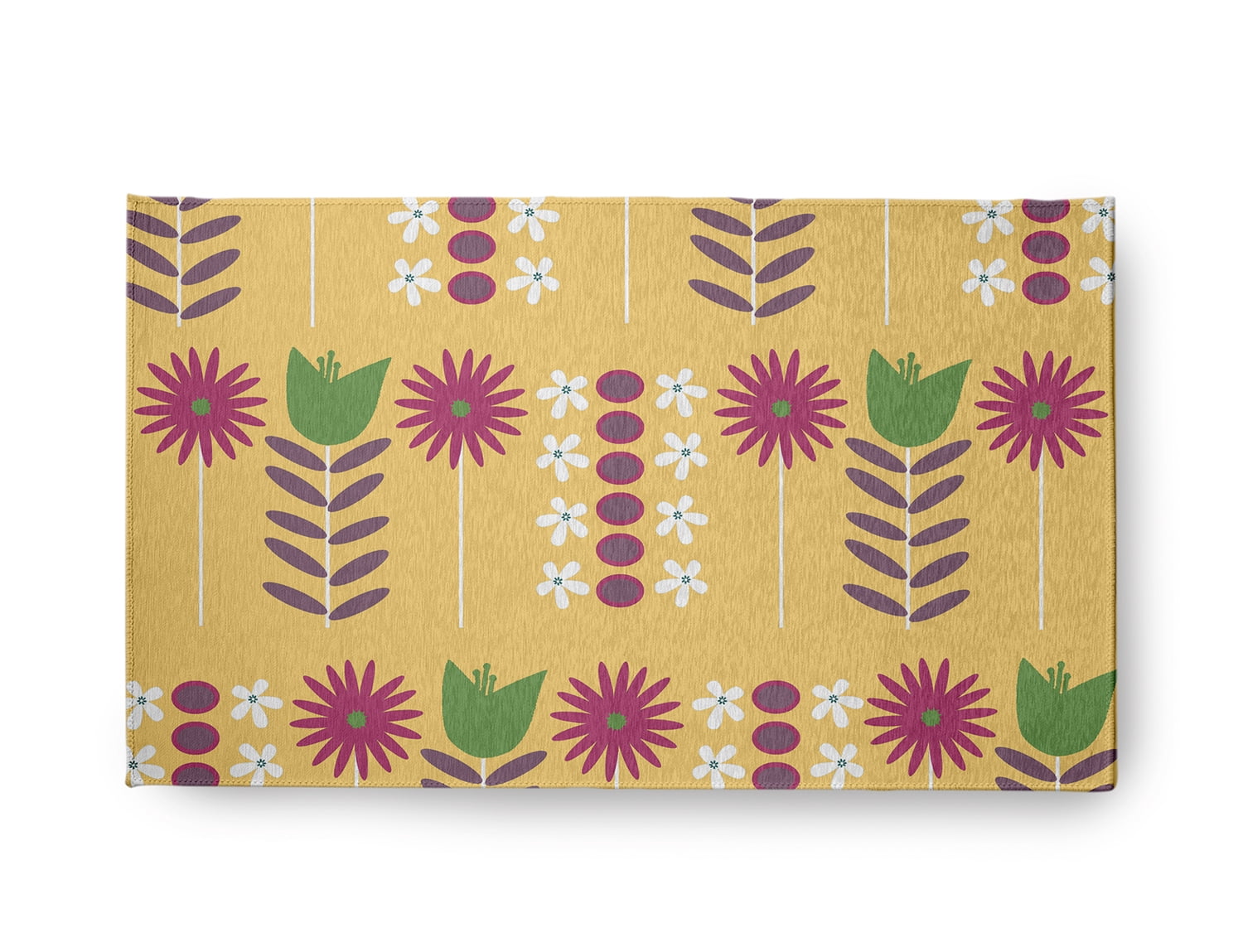 18" x 30" Simply Daisy Daisy May's Garden Scandinavian Chenille Area Rug, Daffodil Yellow