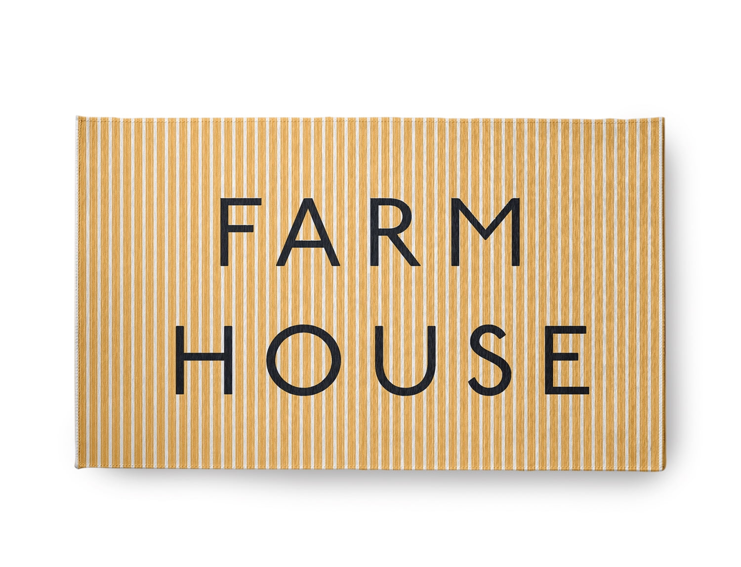 18" x 30" Simply Daisy Farmhouse Ticking Farmhouse Chenille Area Rug, Egg Yolk Yellow