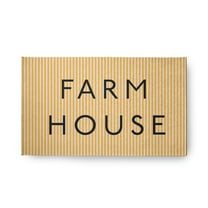 18" x 30" Simply Daisy Farmhouse Ticking Farmhouse Chenille Area Rug, Egg Yolk Yellow