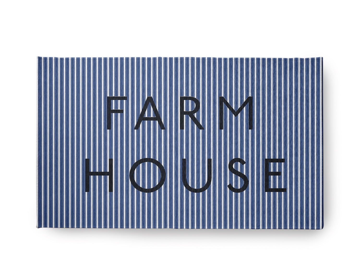 18" x 30" Simply Daisy Farmhouse Ticking Farmhouse Chenille Area Rug, Nautical Navy