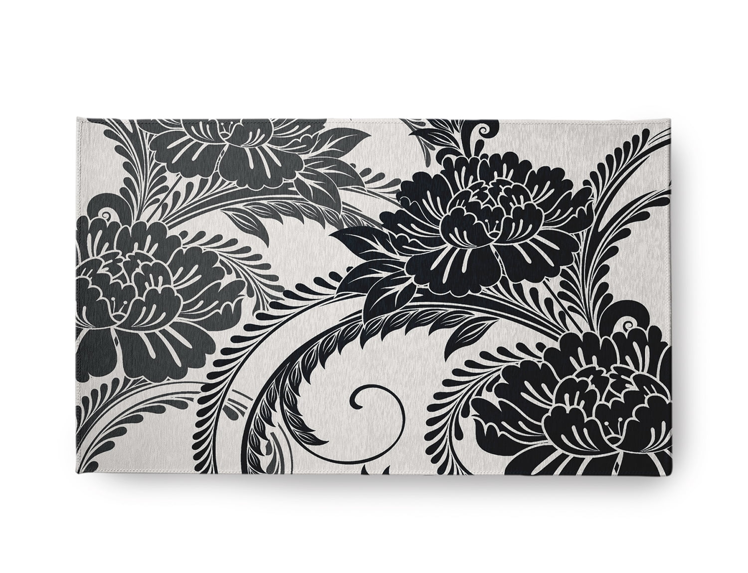 18" x 30" Simply Daisy Flower Flourish French Country Chenille Area Rug, Black