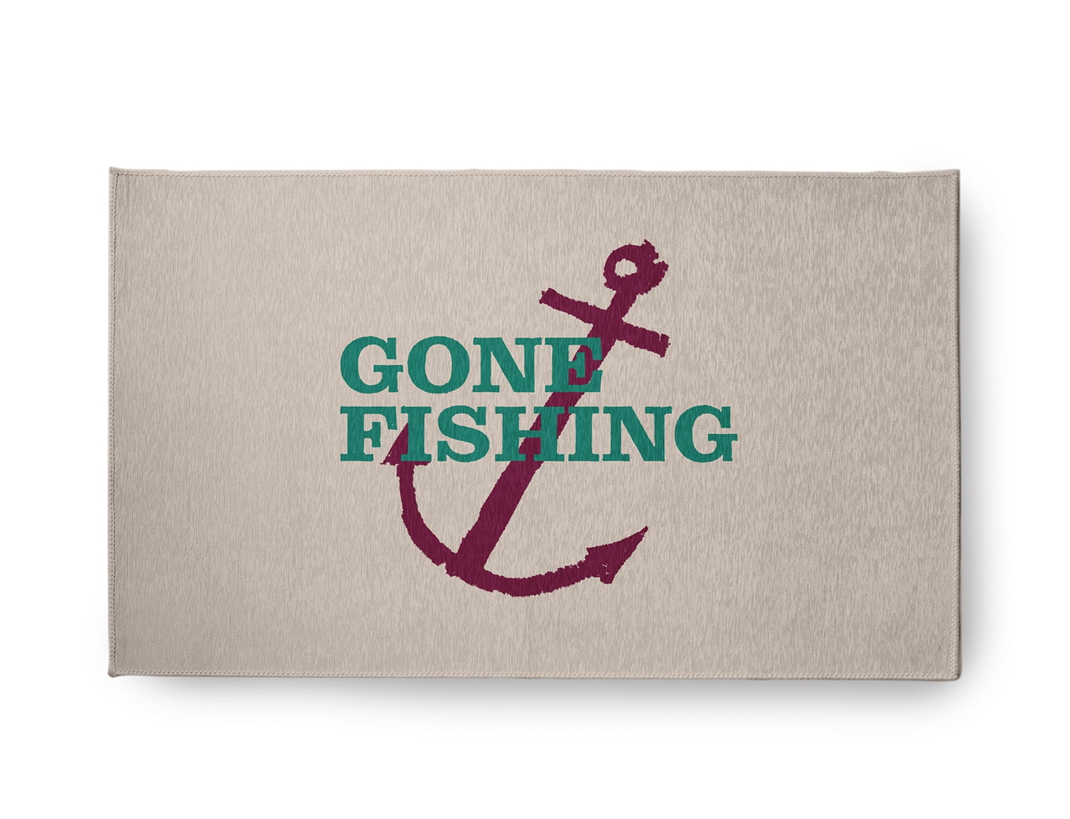 18" x 30" Simply Daisy Gone Fishing Beach Style Chenille Area Rug, Kelly Green