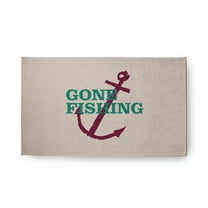 18" x 30" Simply Daisy Gone Fishing Beach Style Chenille Area Rug, Kelly Green