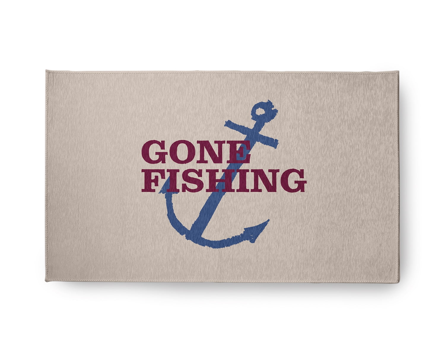 18" x 30" Simply Daisy Gone Fishing Beach Style Chenille Area Rug, Maroon Red