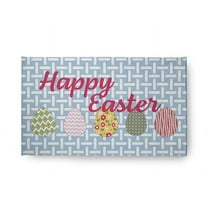 18" x 30" Simply Daisy Happy Easter Novelty Chenille Area Rug, Lighter than Air Blue