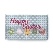 18" x 30" Simply Daisy Happy Easter Novelty Chenille Area Rug, Lighter than Air Blue