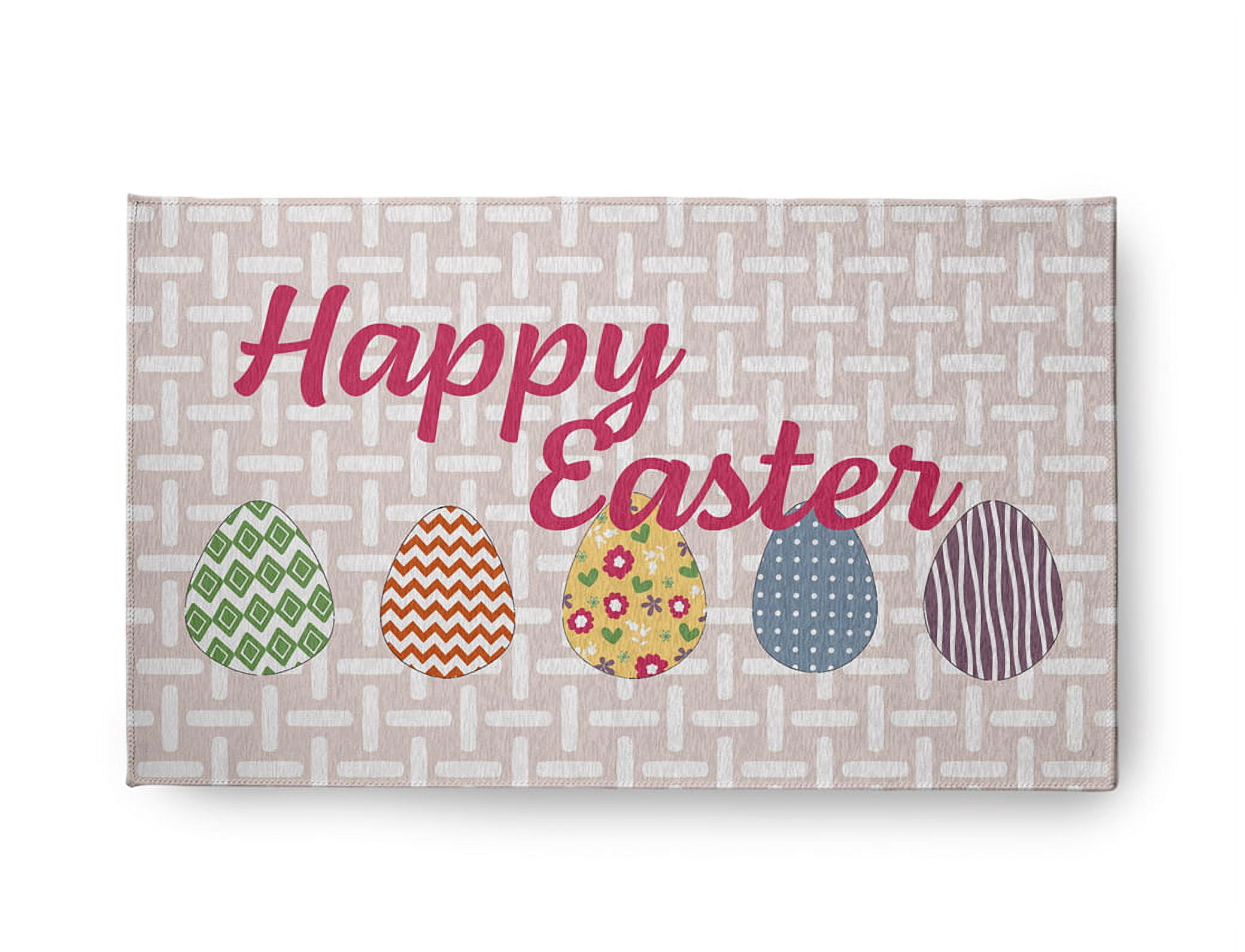 18" x 30" Simply Daisy Happy Easter Novelty Chenille Area Rug, Shell Pink