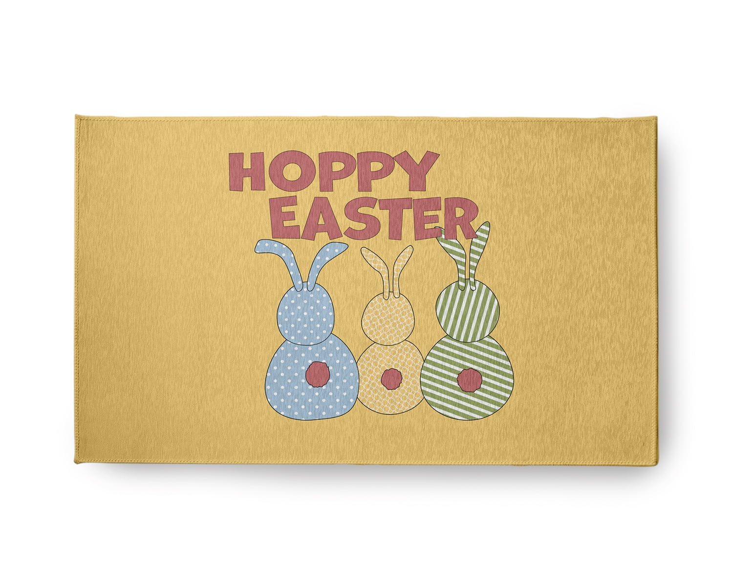 18" x 30" Simply Daisy Hoppy Easter Novelty Chenille Area Rug, Daffodil Yellow