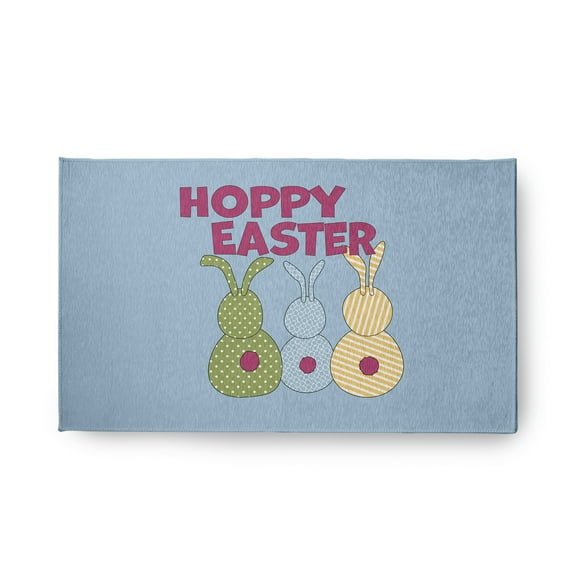 18" x 30" Simply Daisy Hoppy Easter Novelty Chenille Area Rug, Lighter than Air Blue