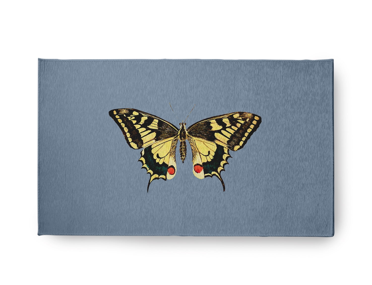 18" x 30" Simply Daisy Rare Swallowtail Butterfly Novelty Chenille Area Rug, Dusty Smoke Blue