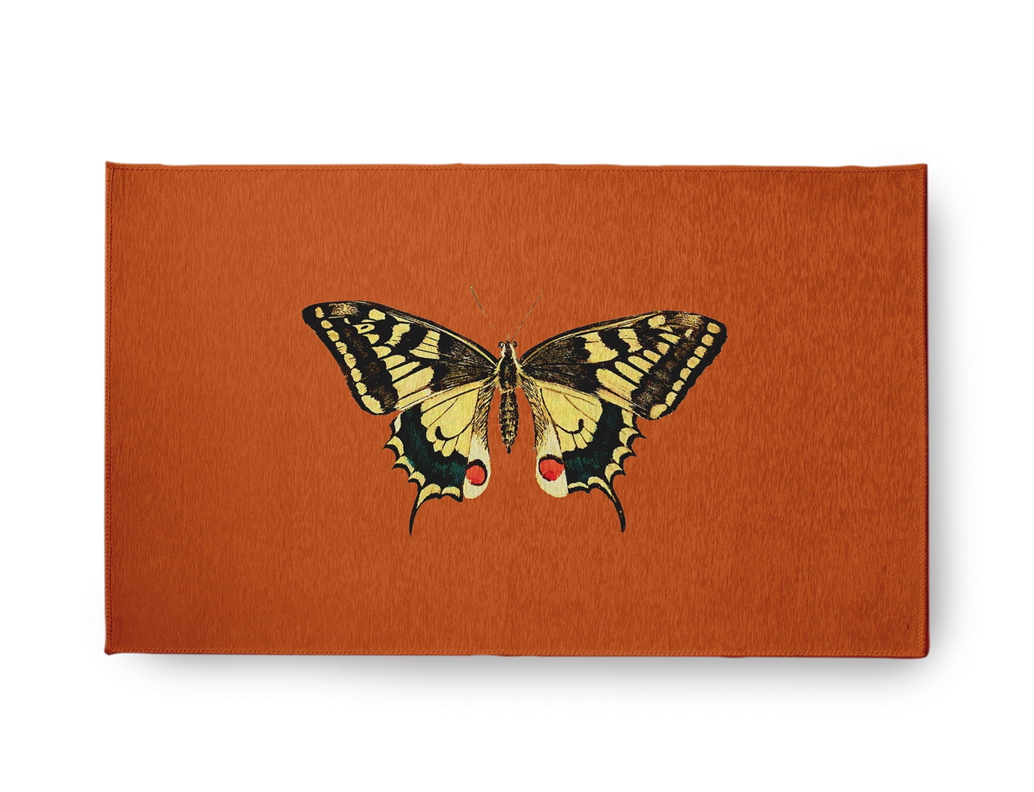 18" x 30" Simply Daisy Rare Swallowtail Butterfly Novelty Chenille Area Rug, Perfect Orange