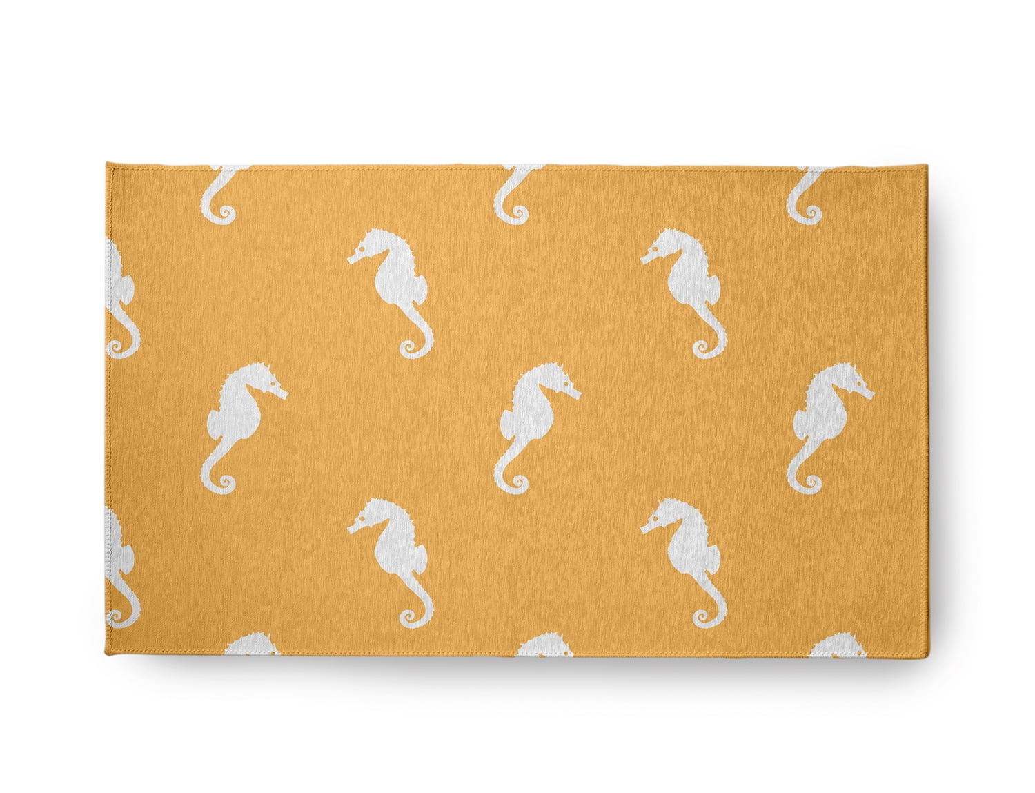 18" x 30" Simply Daisy Sea Horses Beach Style Chenille Area Rug, Egg Yolk Yellow