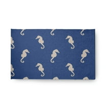 18" x 30" Simply Daisy Sea Horses Beach Style Chenille Area Rug, Nautical Navy