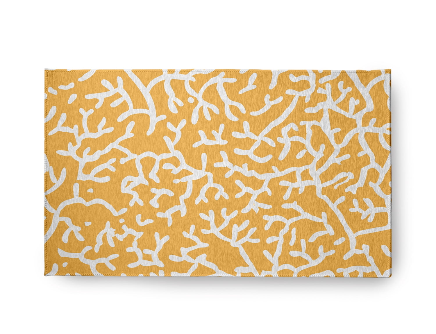 18" x 30" Simply Daisy Seaweed Beach Style Chenille Area Rug, Egg Yolk Yellow