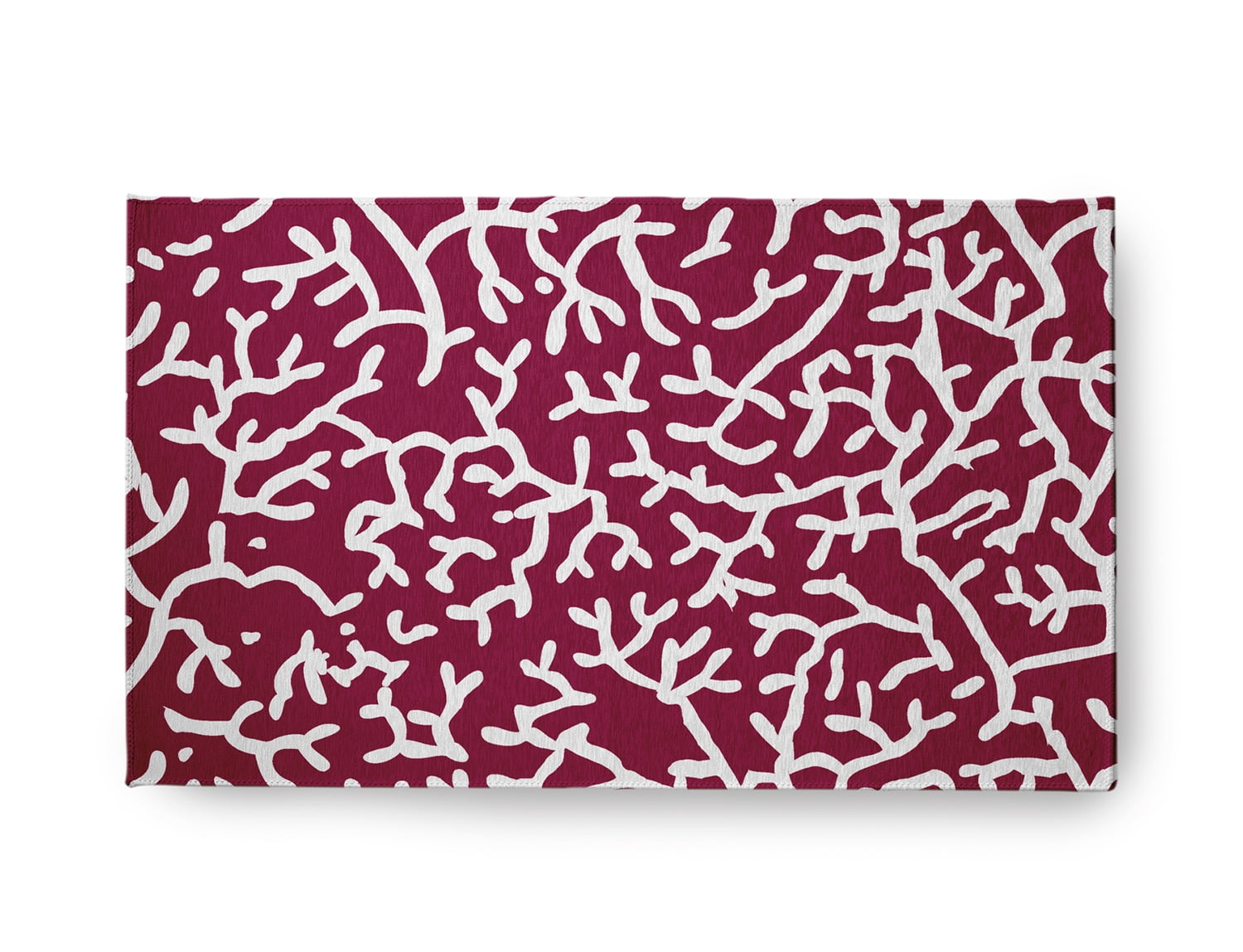 18" x 30" Simply Daisy Seaweed Beach Style Chenille Area Rug, Maroon Red
