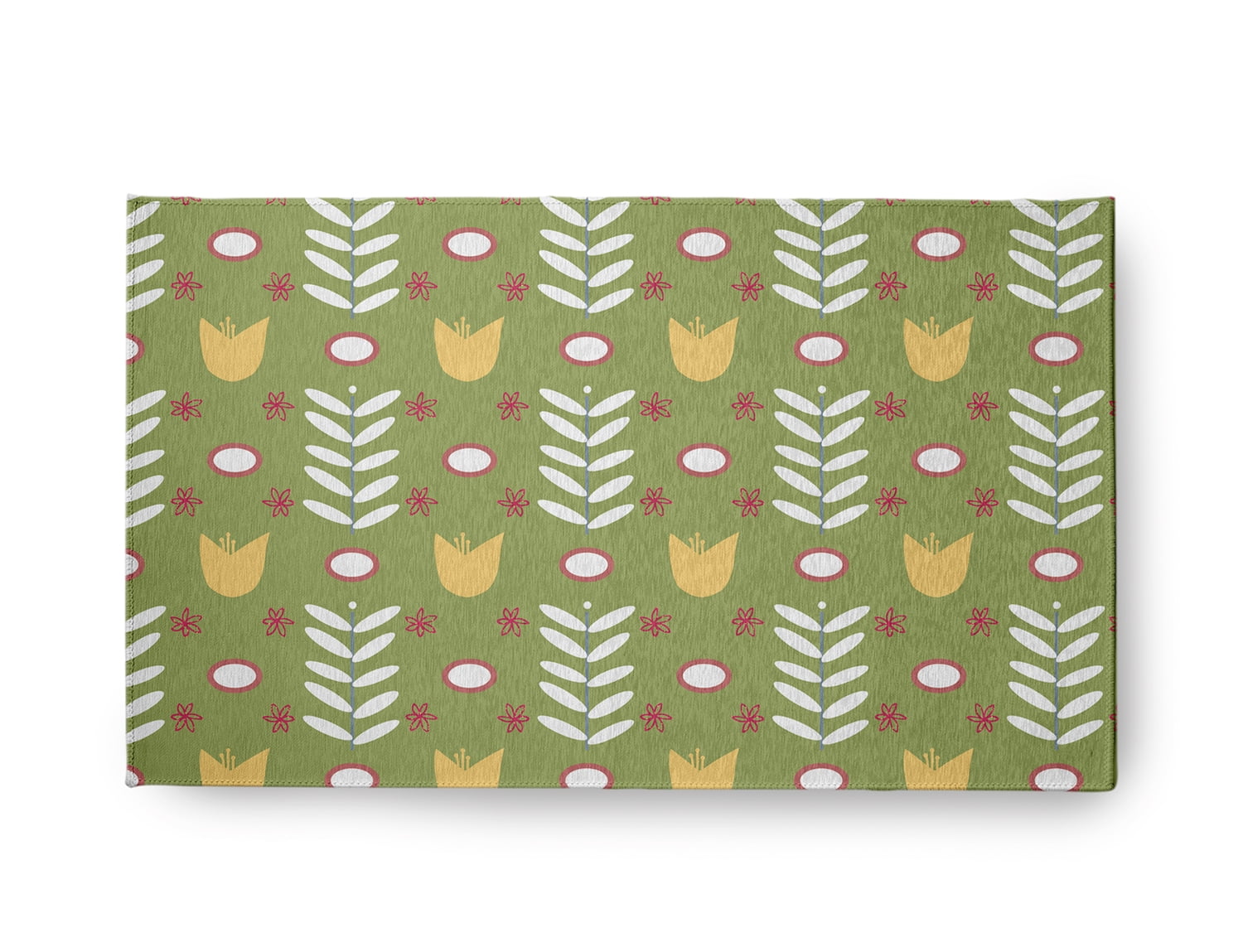 18" x 30" Simply Daisy Spring Garden Scandinavian Chenille Area Rug, Apple Green