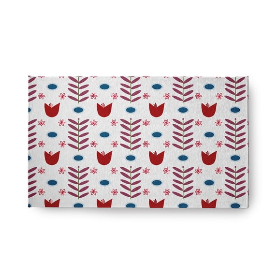 18" x 30" Simply Daisy Spring Garden Scandinavian Chenille Area Rug, White-Red