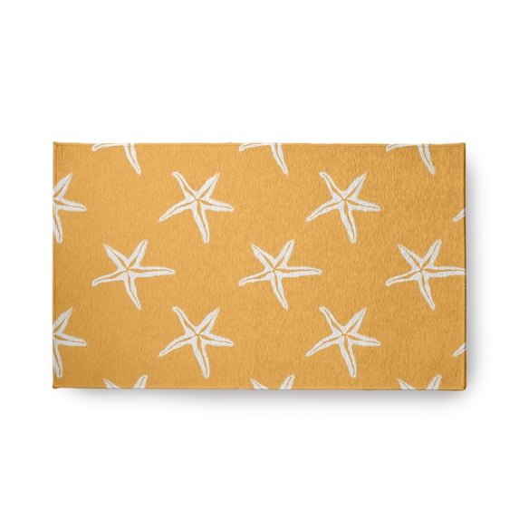 18" x 30" Simply Daisy Starfish Beach Style Chenille Area Rug, Egg Yolk Yellow
