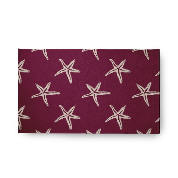 18" x 30" Simply Daisy Starfish Beach Style Chenille Area Rug, Maroon Red