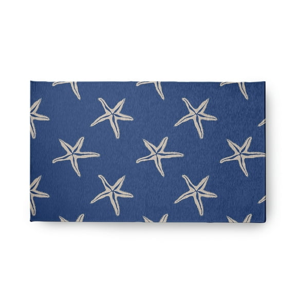 18" x 30" Simply Daisy Starfish Beach Style Chenille Area Rug, Nautical Navy