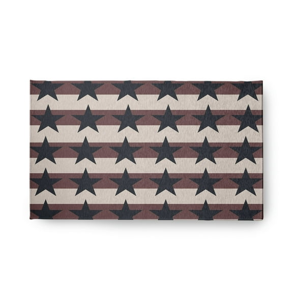 18" x 30" Simply Daisy Stars and Stripes Americana Chenille Area Rug, Blue-Red